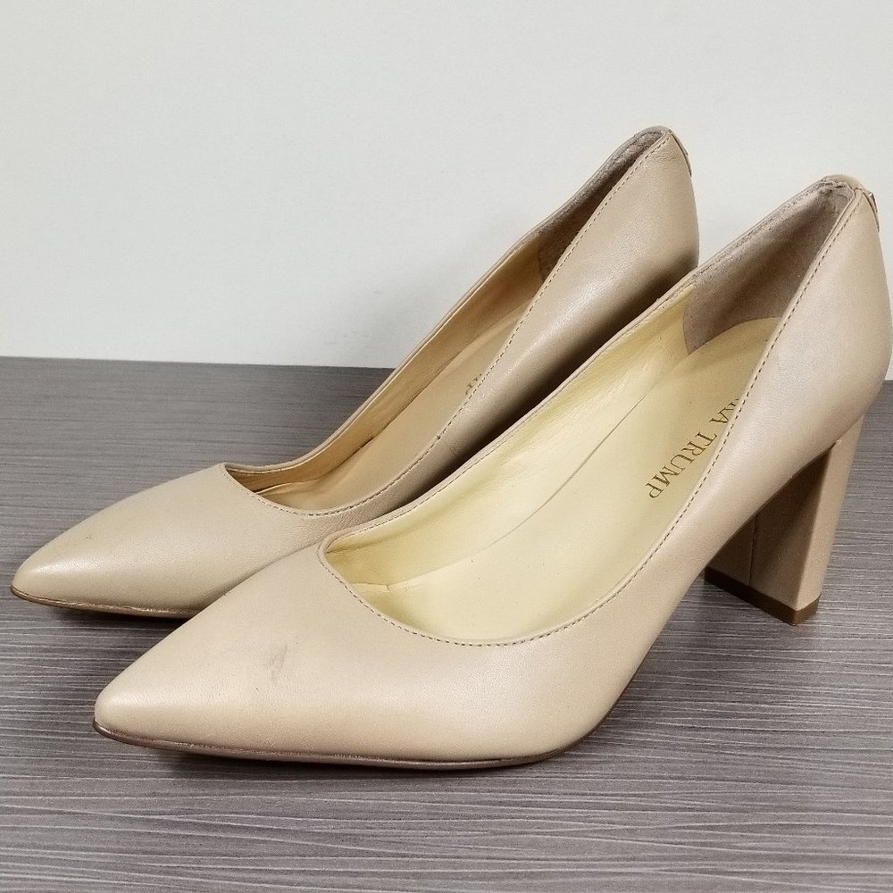 Ivanka Trump Lysa Pointed-Toe Pumps, Nude Leather, Womens Size 6 M